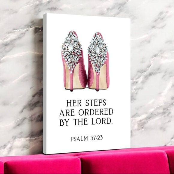 Bible Verse Pink Women’s Heels Canvas Framed Feminine Christian Artwork - Picture 1 of 8